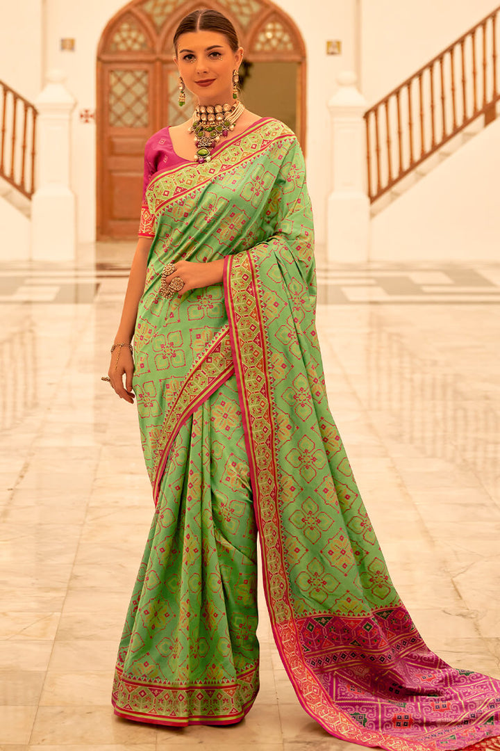 Nasty Green Woven Patola Silk Saree