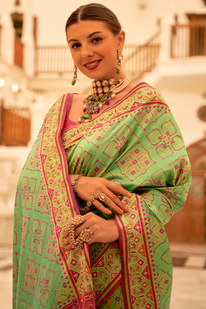 Nasty Green Woven Patola Silk Saree