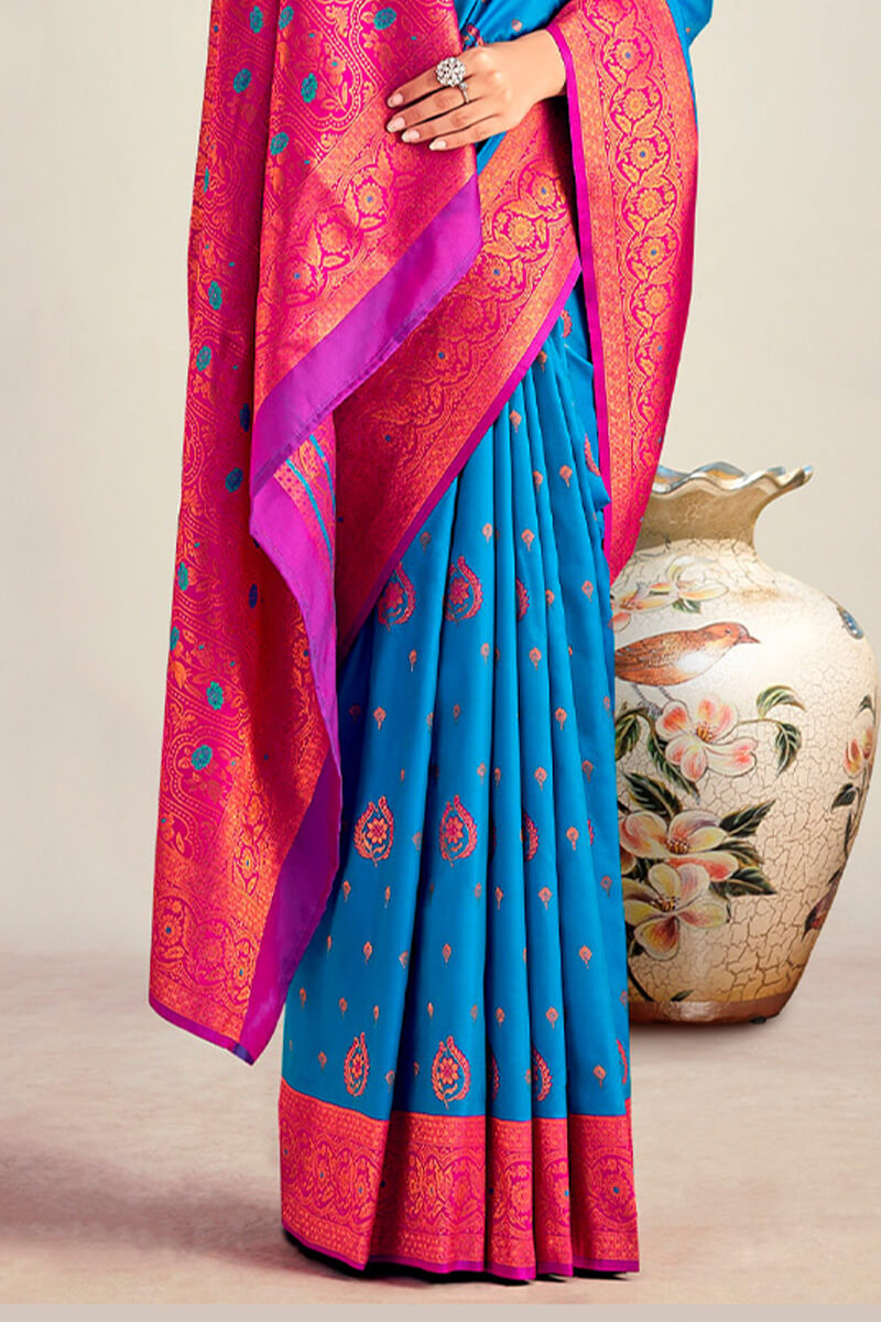 Nice Blue Soft Banarasi Silk Saree