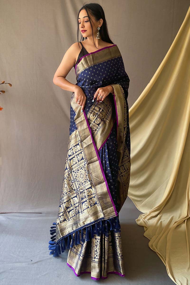 Nile Blue Banarasi Silk Saree