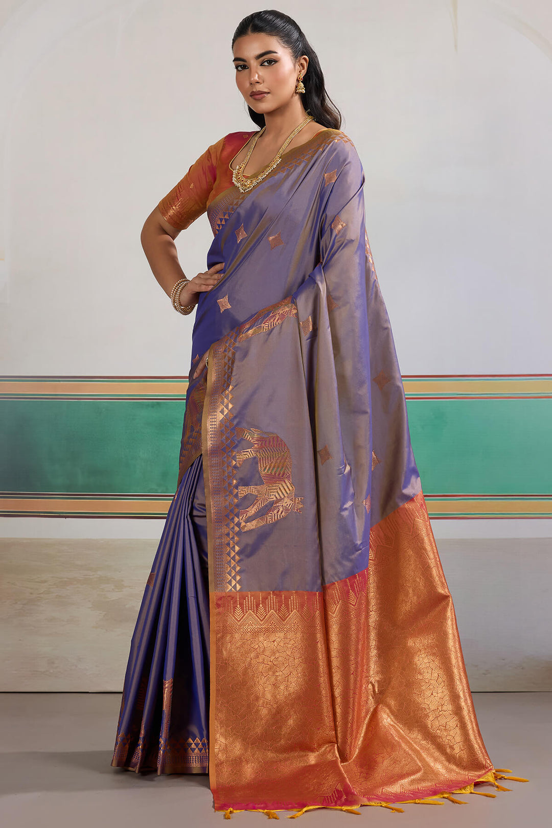 Old Lavender Zari Woven Banarasi Silk Saree
