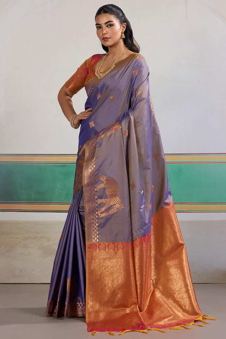 Old Lavender Zari Woven Banarasi Silk Saree