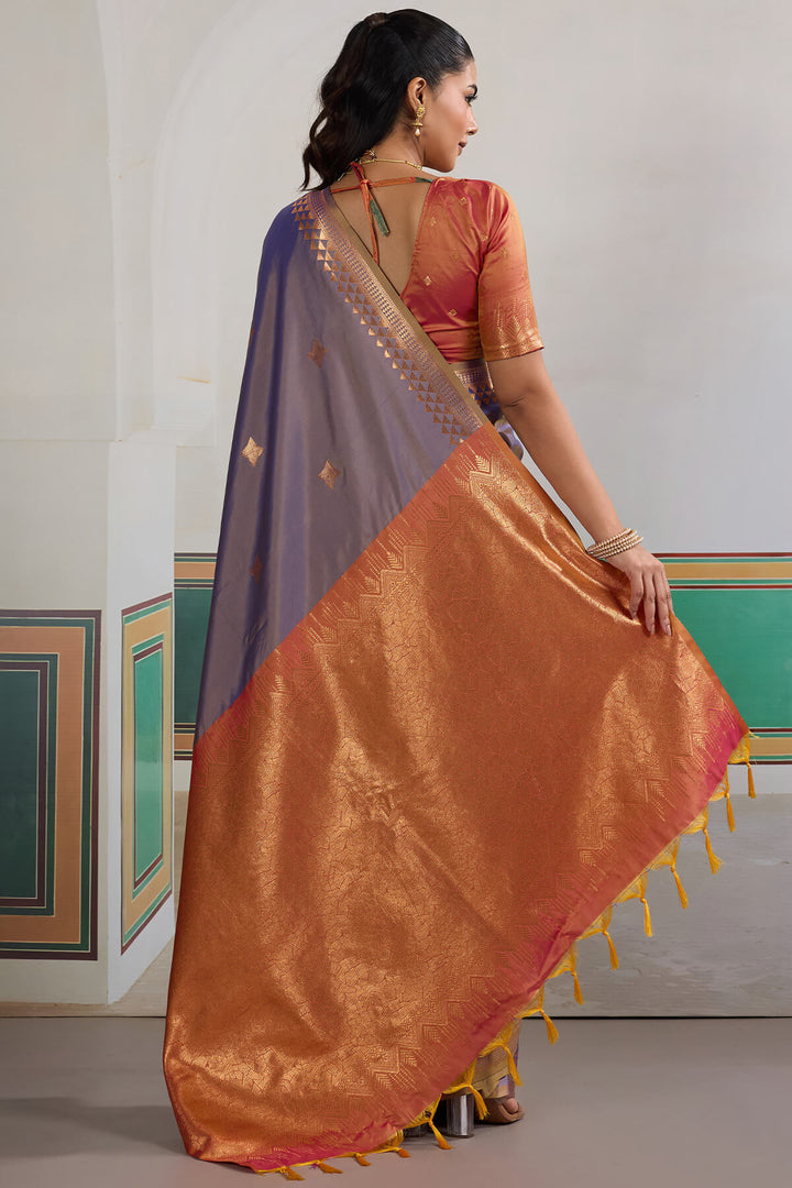 Old Lavender Zari Woven Banarasi Silk Saree