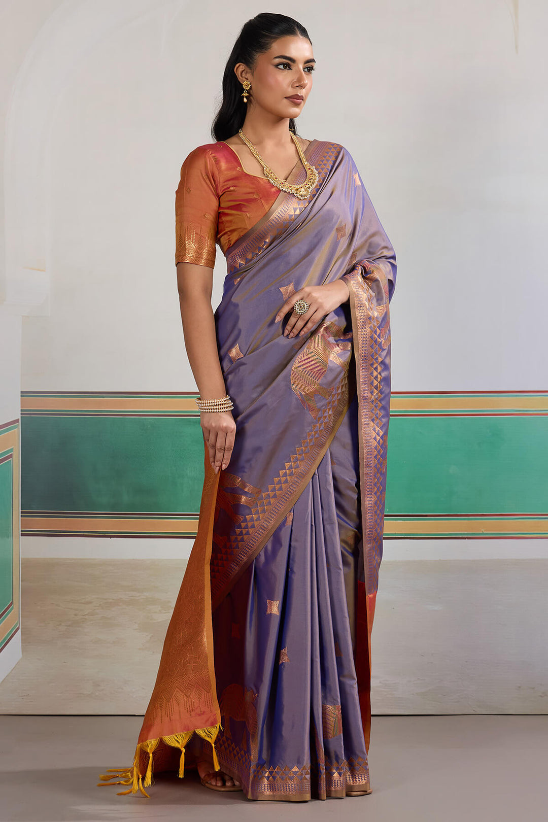 Old Lavender Zari Woven Banarasi Silk Saree