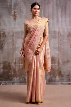 Old Pink Zari Woven Banarasi Tissue Silk Saree