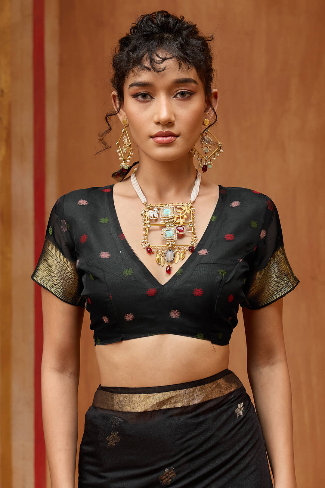 Onyx Black Handloom Munga Cotton Saree