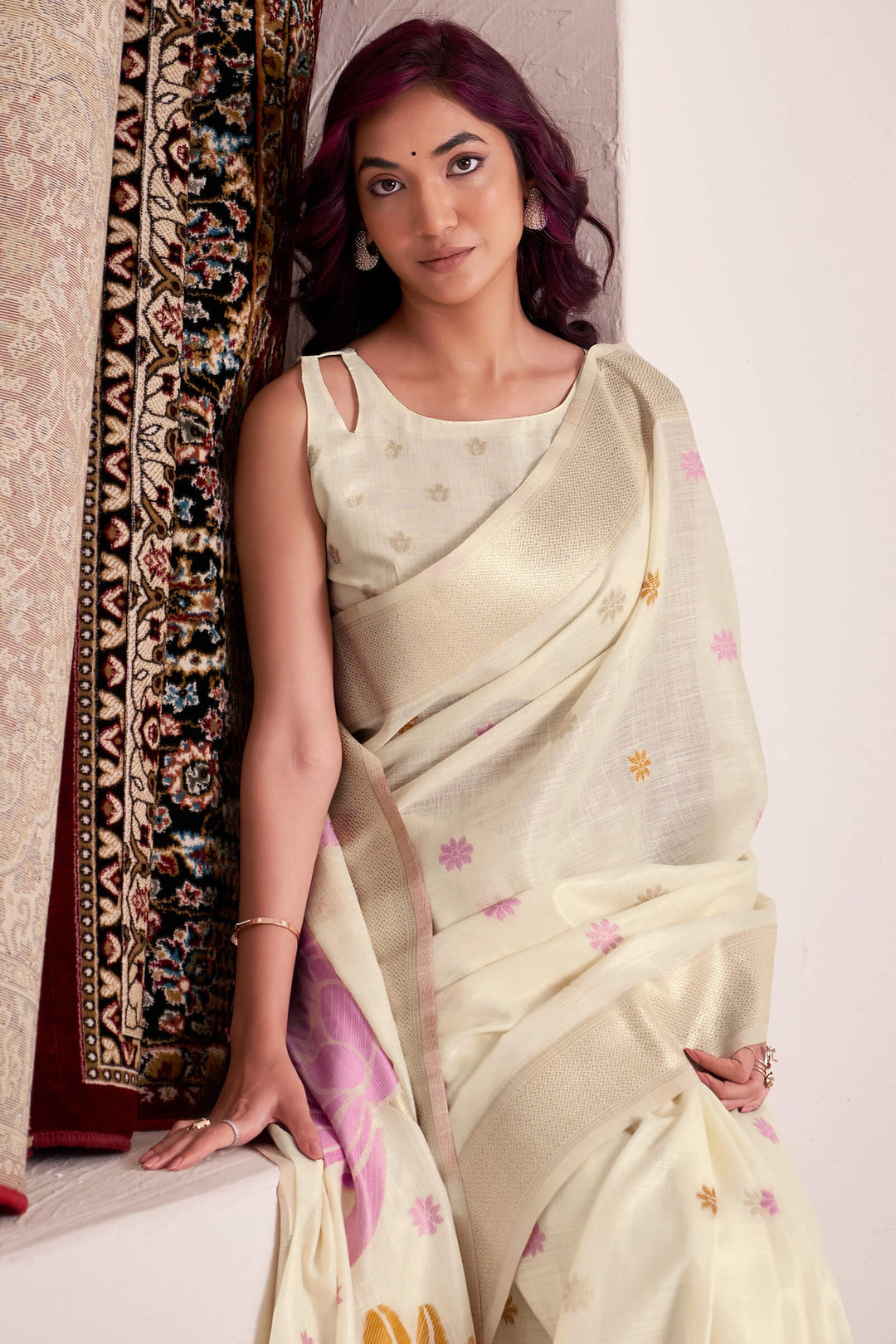 Opal Beige Soft Linen Silk Saree