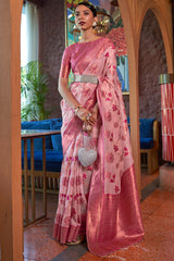 Oriental Pink Shimmer Organza Silk Saree