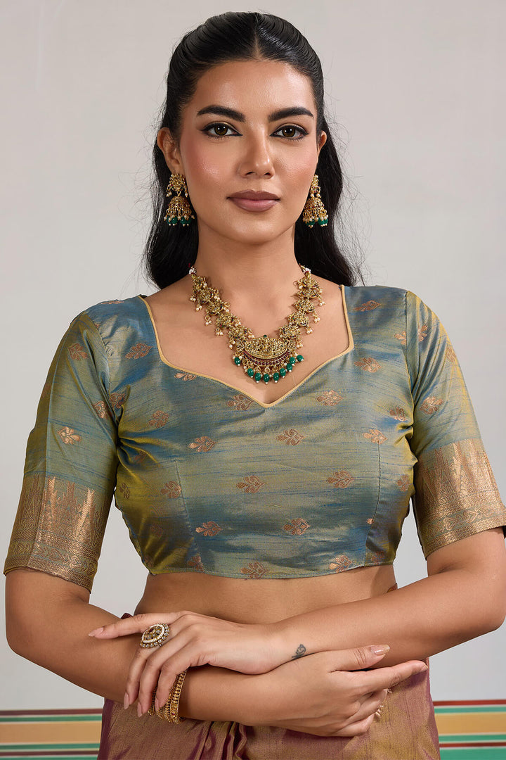 Otter Brown Banarasi Tussar Silk Saree