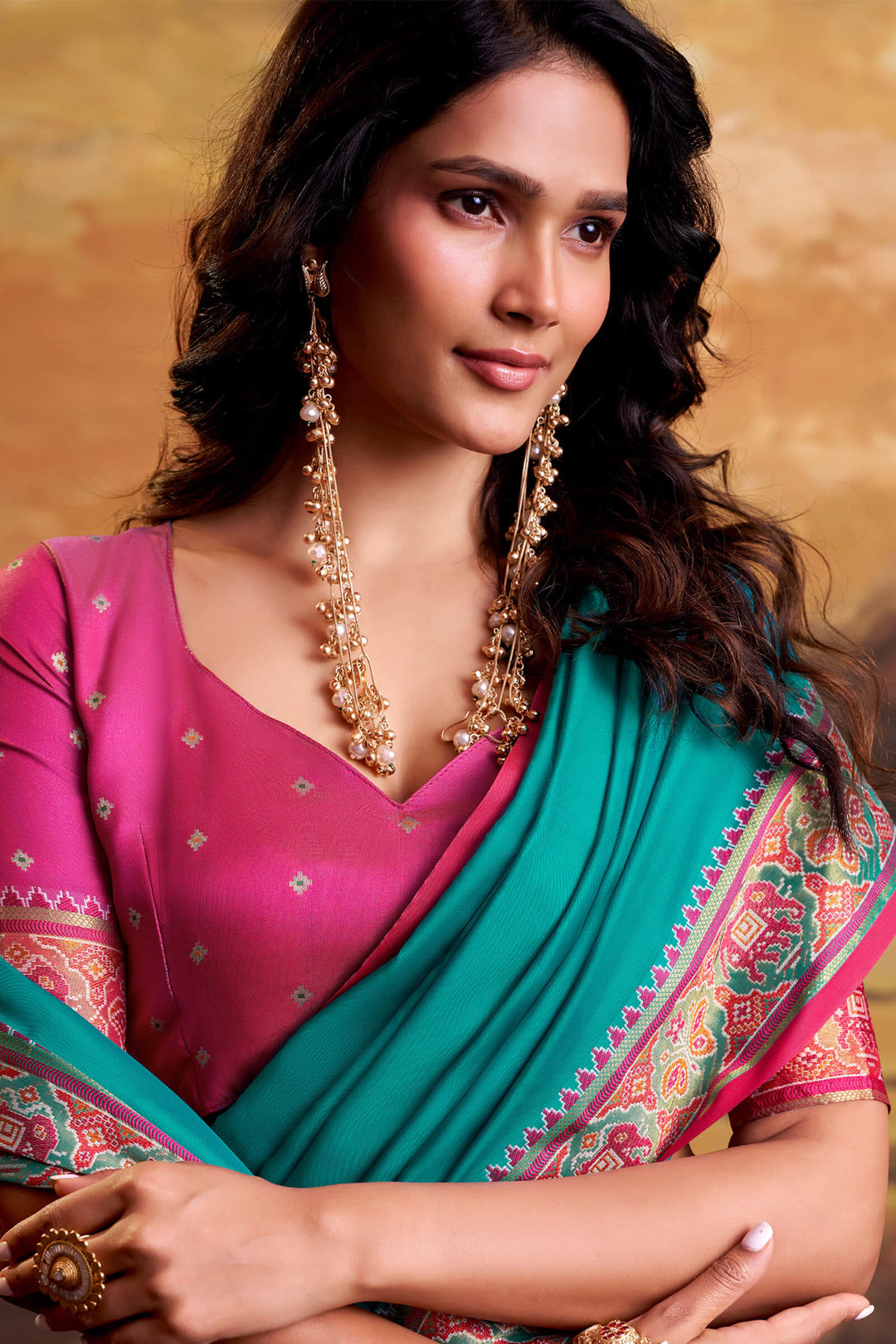 Pacific Blue Soft Patola Silk Saree