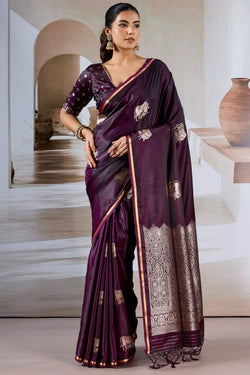 Palatinate Purple Banarasi Satin Silk Saree