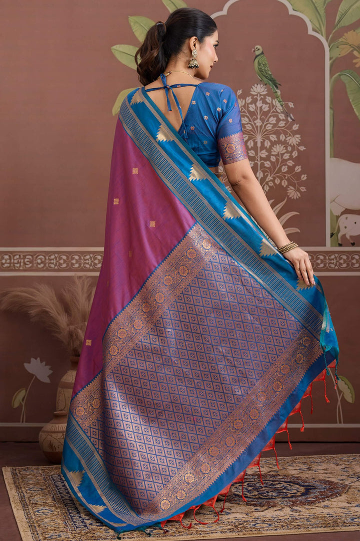 Palatinate Purple Banarasi Tussar Silk Saree