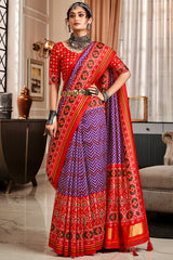 Palatinate Purple Patola Silk Saree