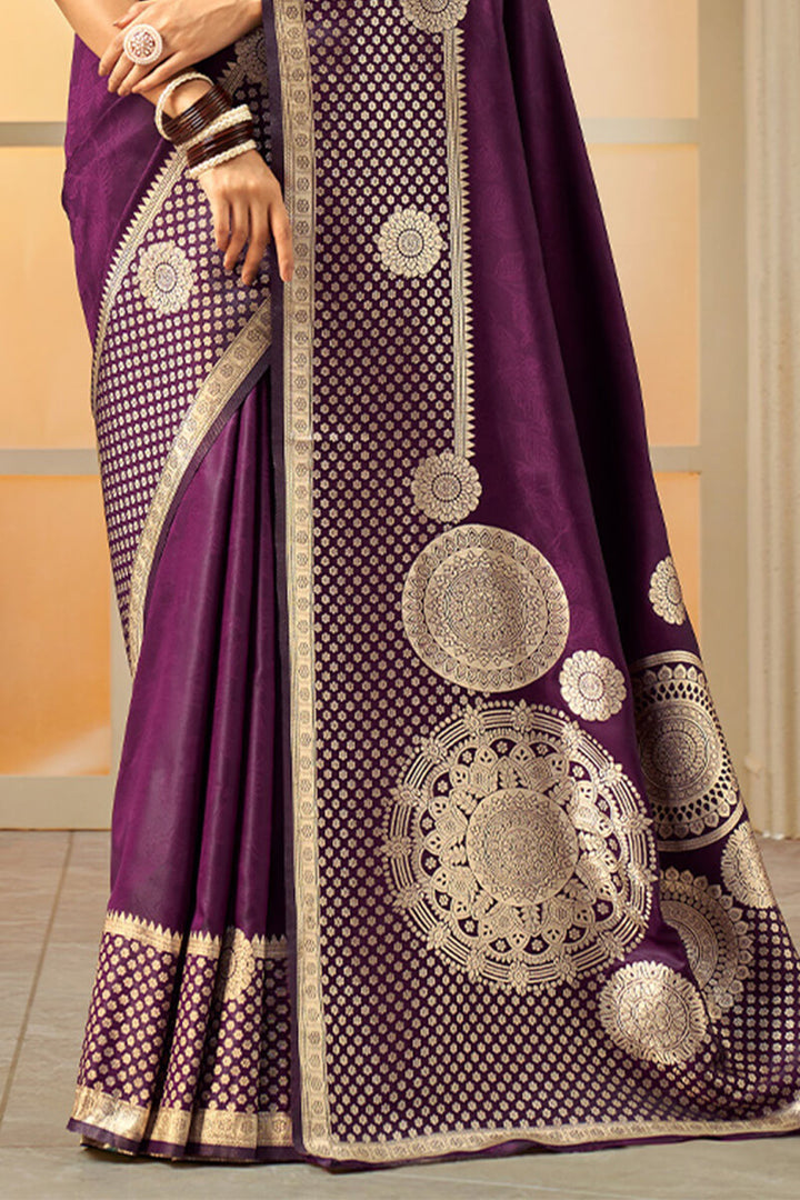 Palatinate Purple Zari Woven Banarasi Silk Saree