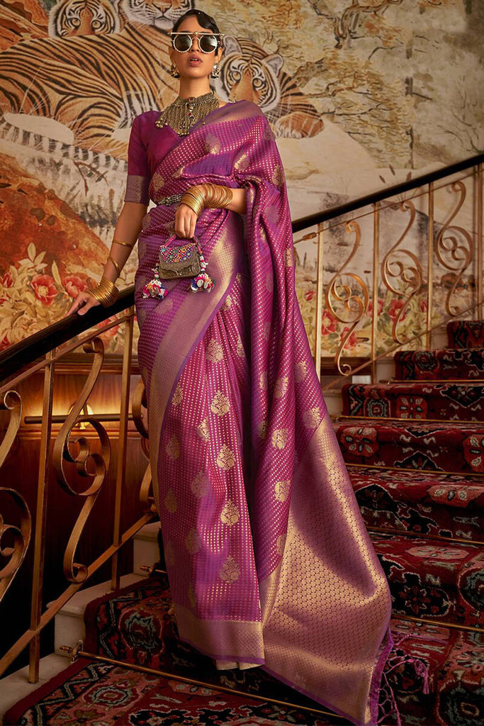 Palatinate Purple Zari Woven Kanjivaram Silk Saree