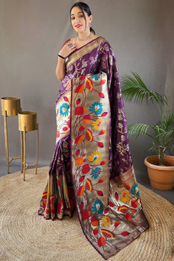 Palatinate Purple Zari Woven Paithani Silk Saree