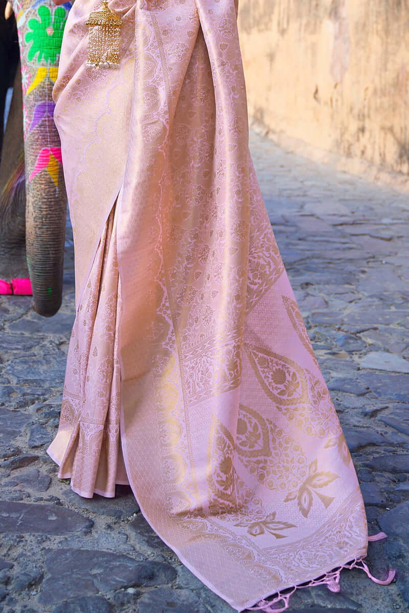 Pale Lavender Zari Woven Kanjivaram Silk Saree