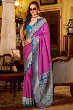 Pale Magenta Banarasi Soft Silk Saree