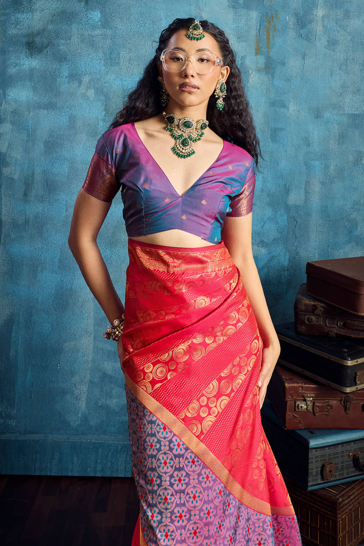 Pale Red Soft Pochampally Silk Saree