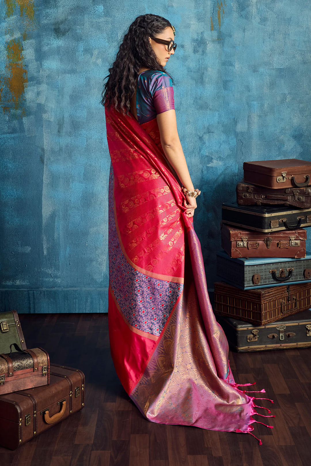 Pale Red Soft Pochampally Silk Saree