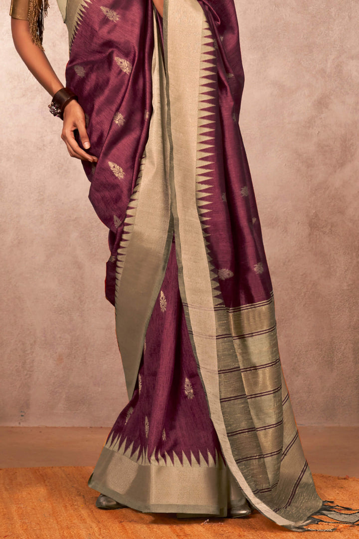 Pansy Purple Bhagalpuri Banarasi Silk Saree