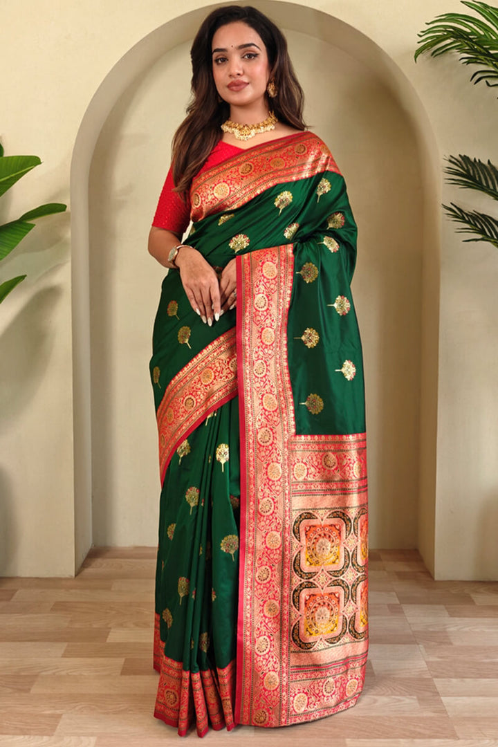 Parsley Green Banarasi Silk saree