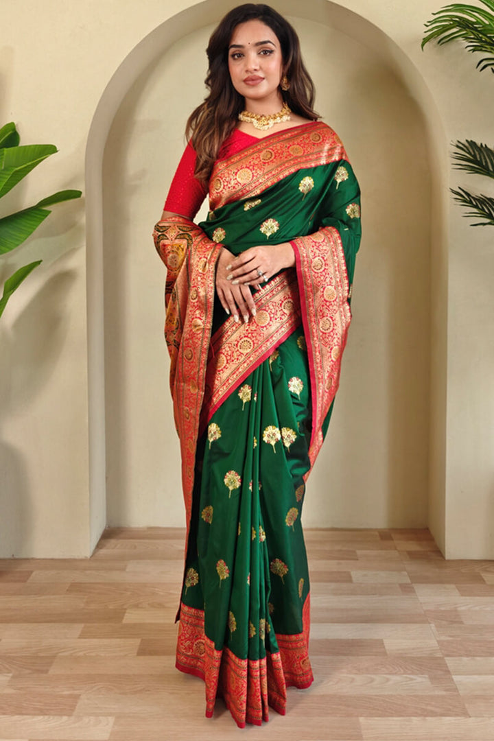 Parsley Green Banarasi Silk saree