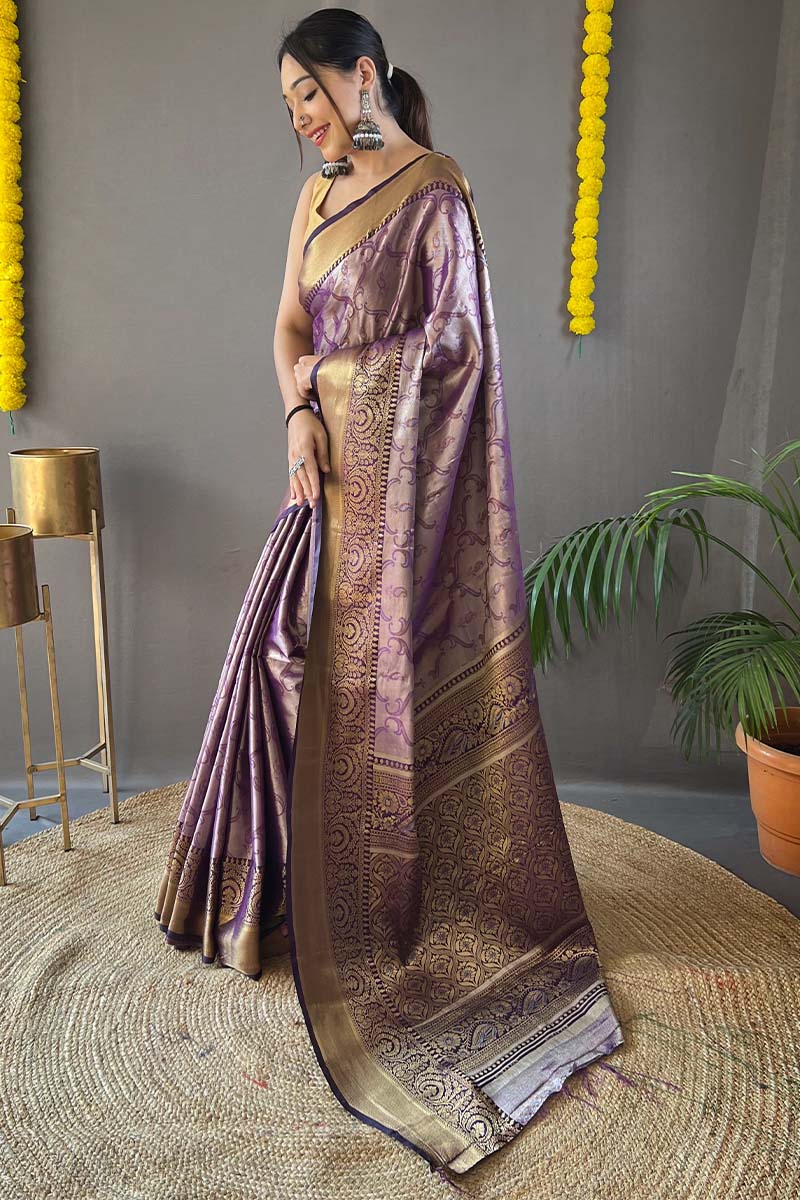 Pastel Purple Kanjivaram Silk Saree