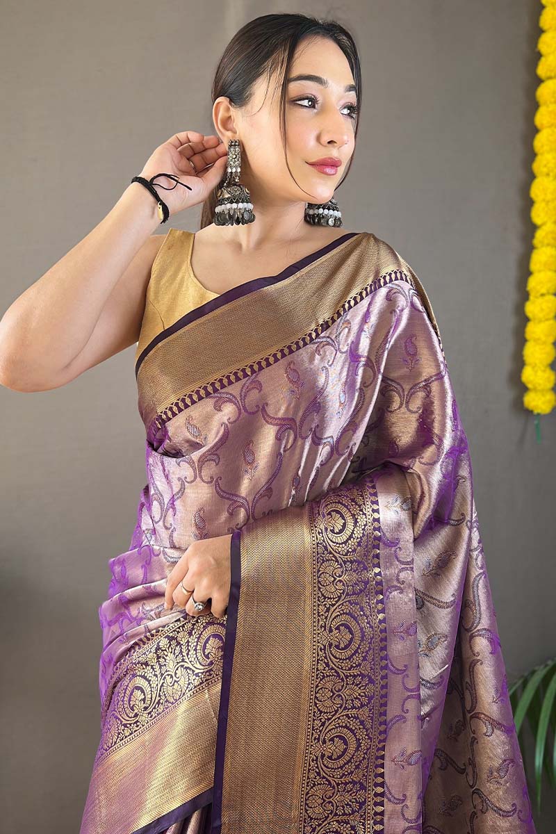 Pastel Purple Kanjivaram Silk Saree