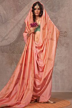 Peachy Pink Banarasi Two Tone Silk Saree