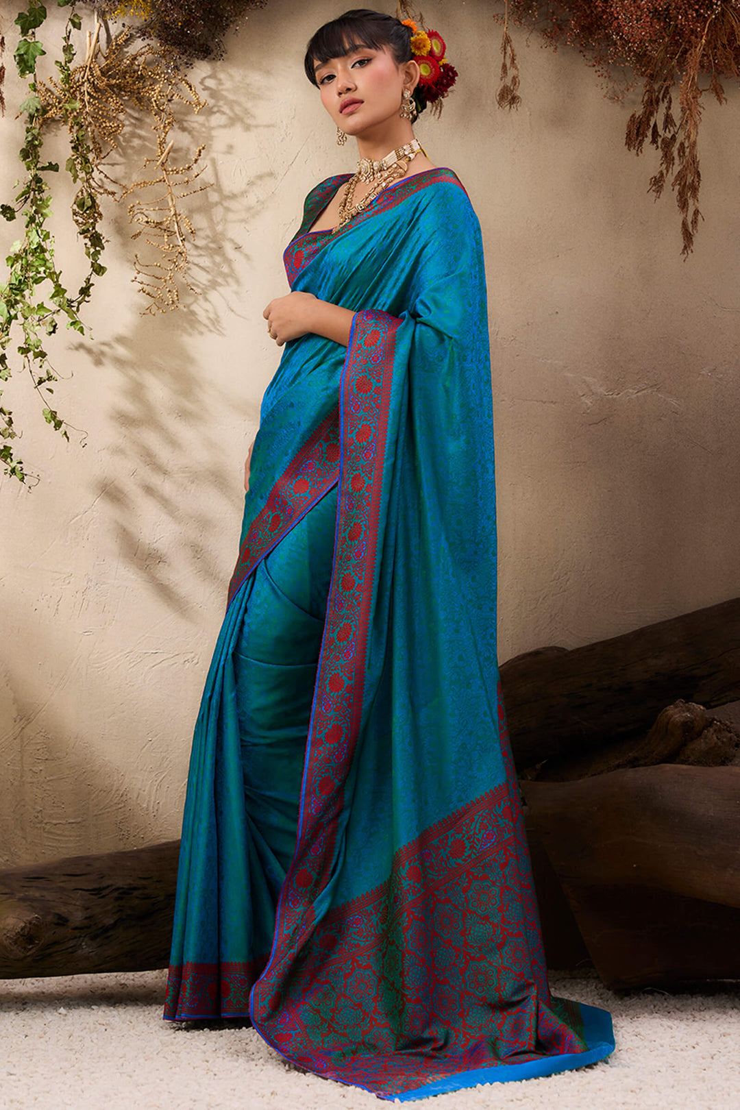 Peacock Blue Kanjivaram Silk Saree