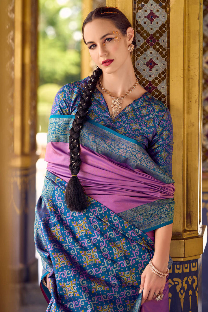Pearl Lavender Zari Woven Soft Silk Saree