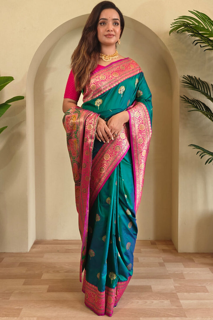 Persian Green Banarasi Silk saree