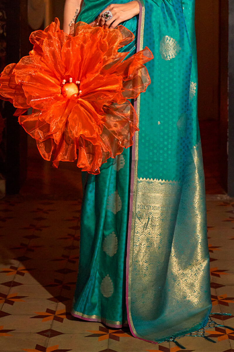 Persian Green Handloom Banarasi Silk Saree