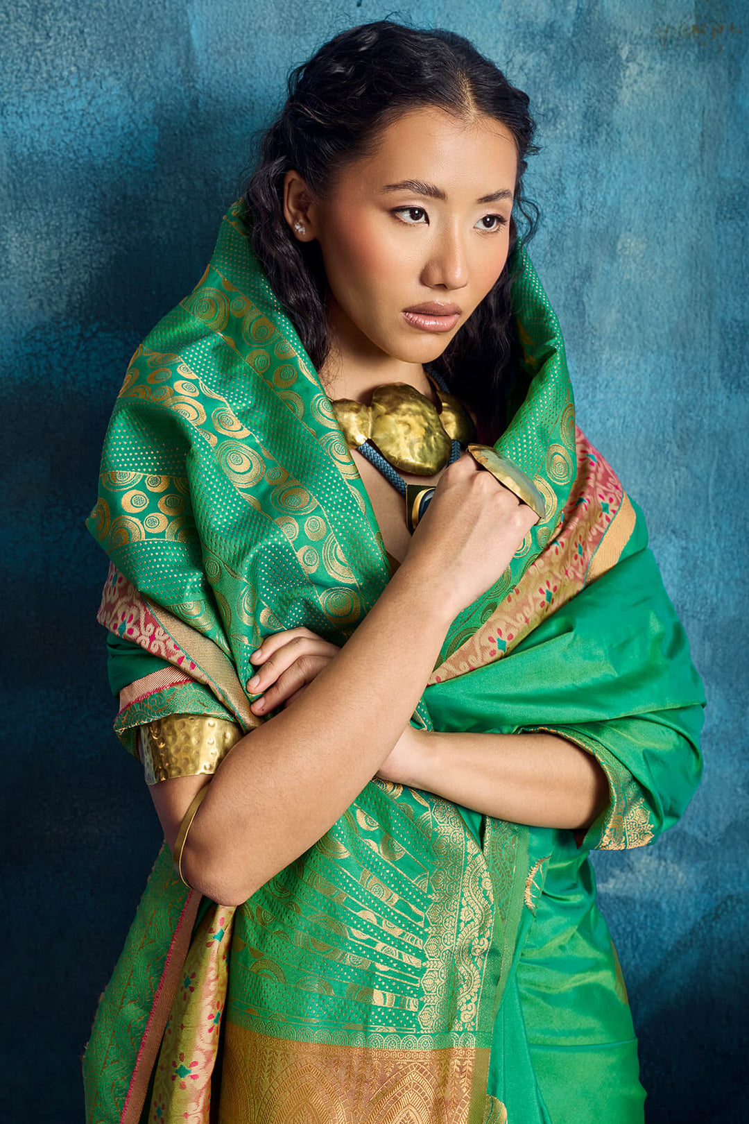 Persian Green Soft Pochampally Silk Saree