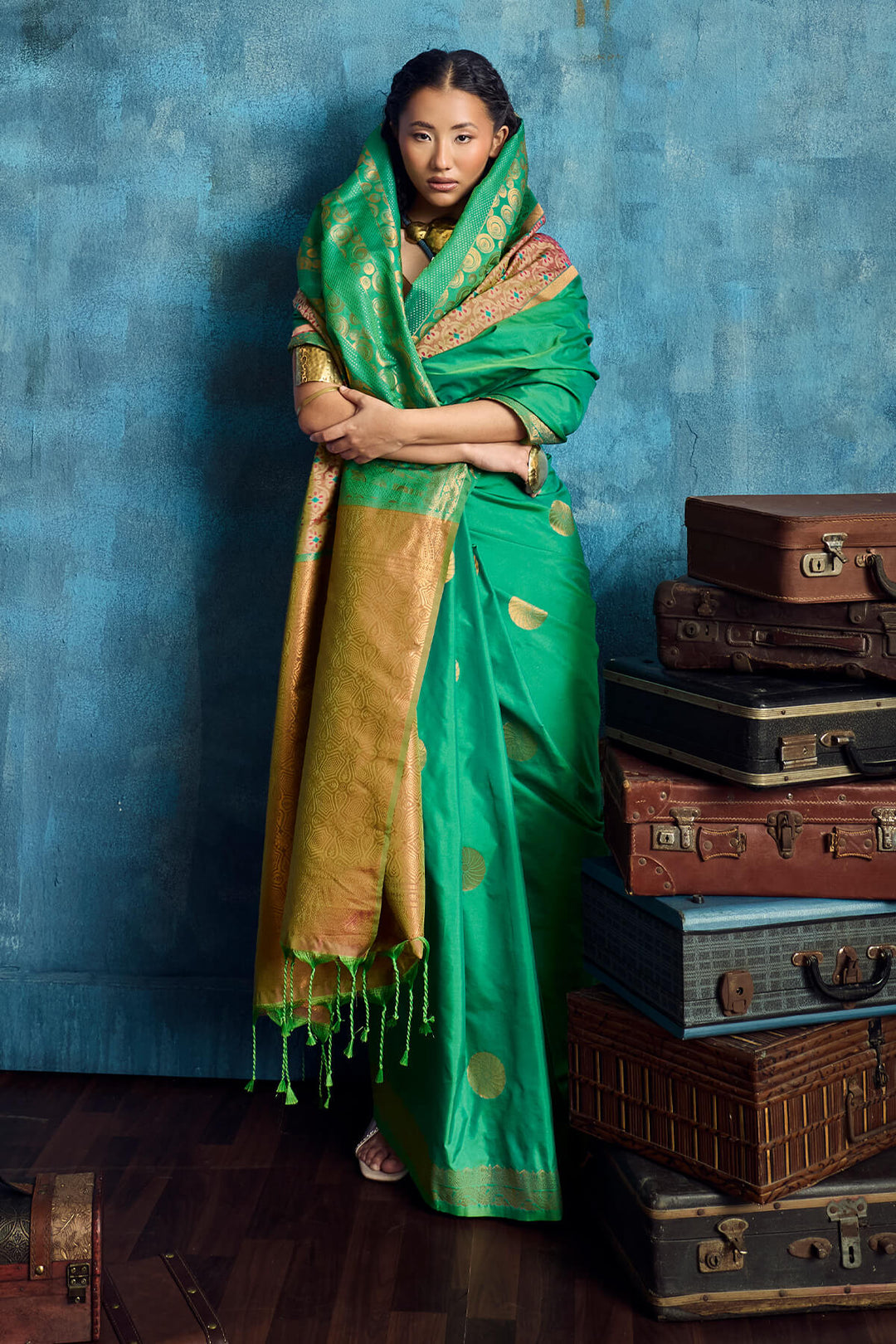 Persian Green Soft Pochampally Silk Saree