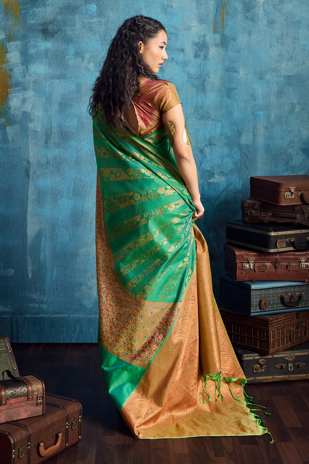 Persian Green Soft Pochampally Silk Saree