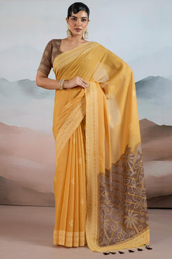 Persian Orange Pure Cotton Viscose Silk Saree