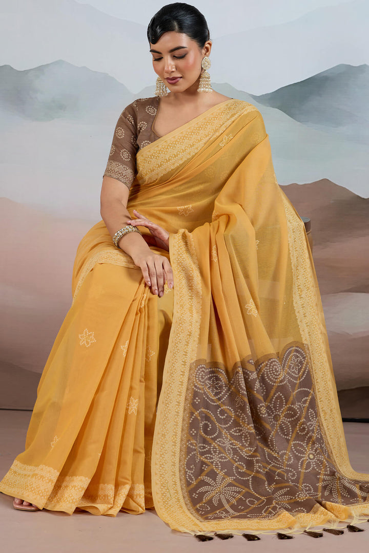 Persian Orange Pure Cotton Viscose Silk Saree