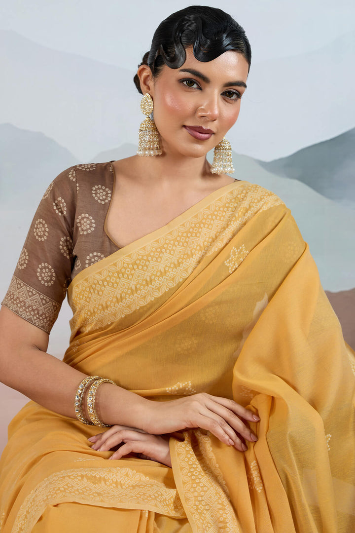 Persian Orange Pure Cotton Viscose Silk Saree