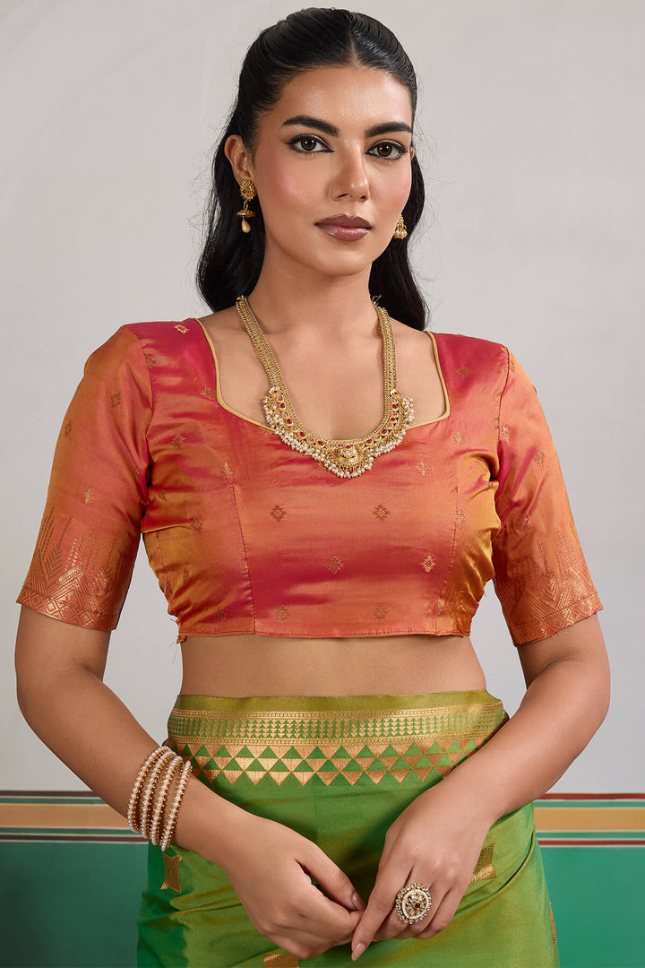 Pesto Green Zari Woven Banarasi Silk Saree