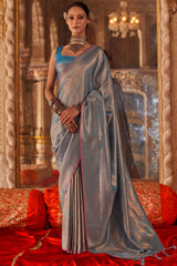 Pewter Blue Kanjivaram Saree
