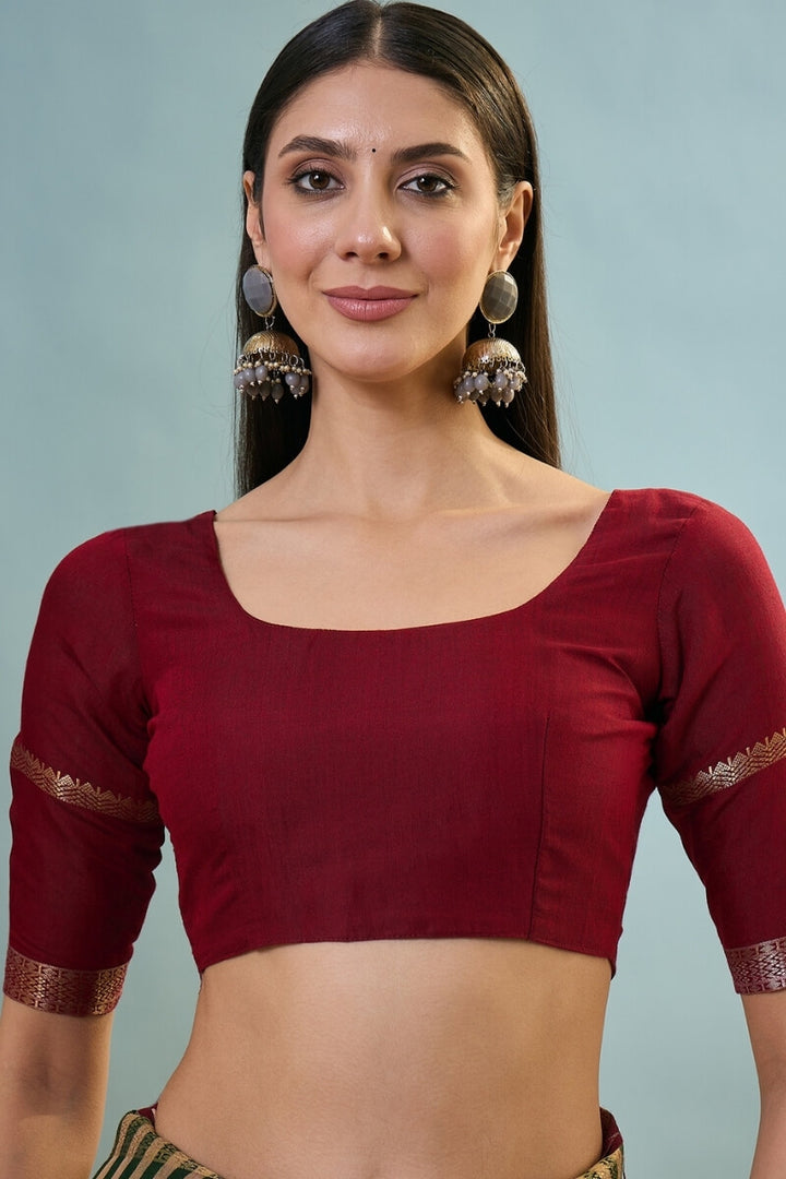 Phthalo Green Printed Cotton Saree with Zari Woven Border