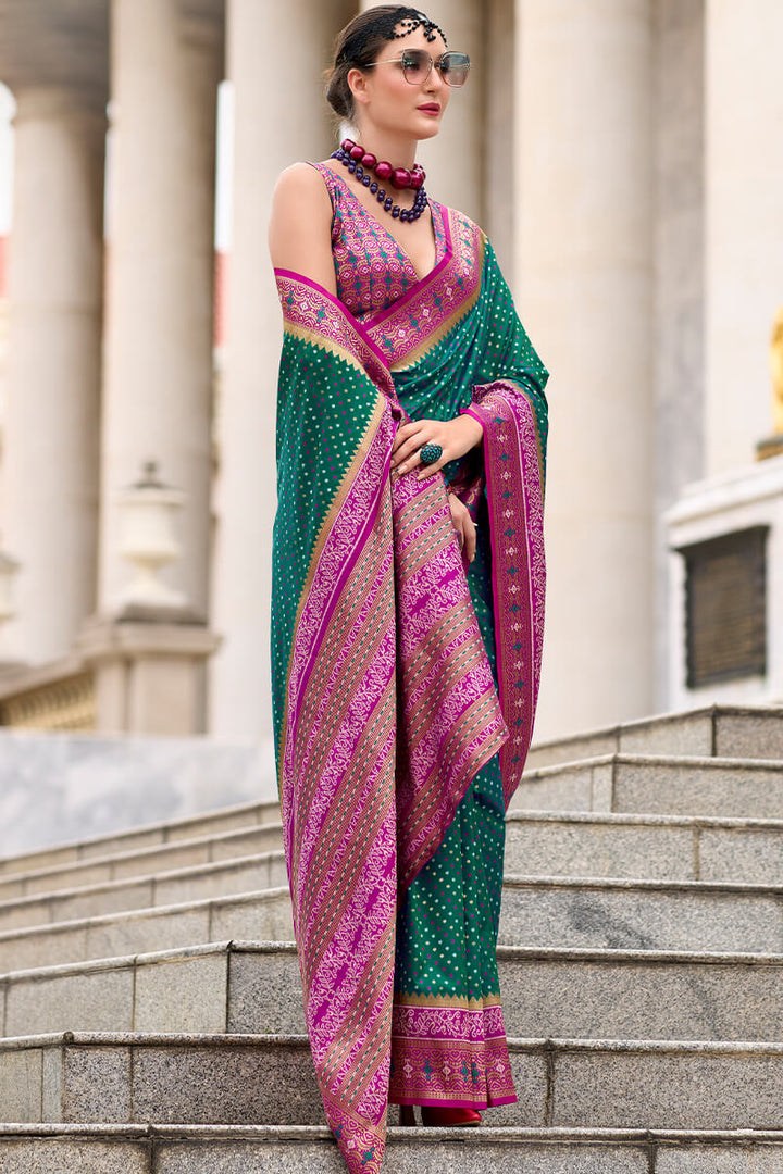 Pine Green Soft Silk Saree