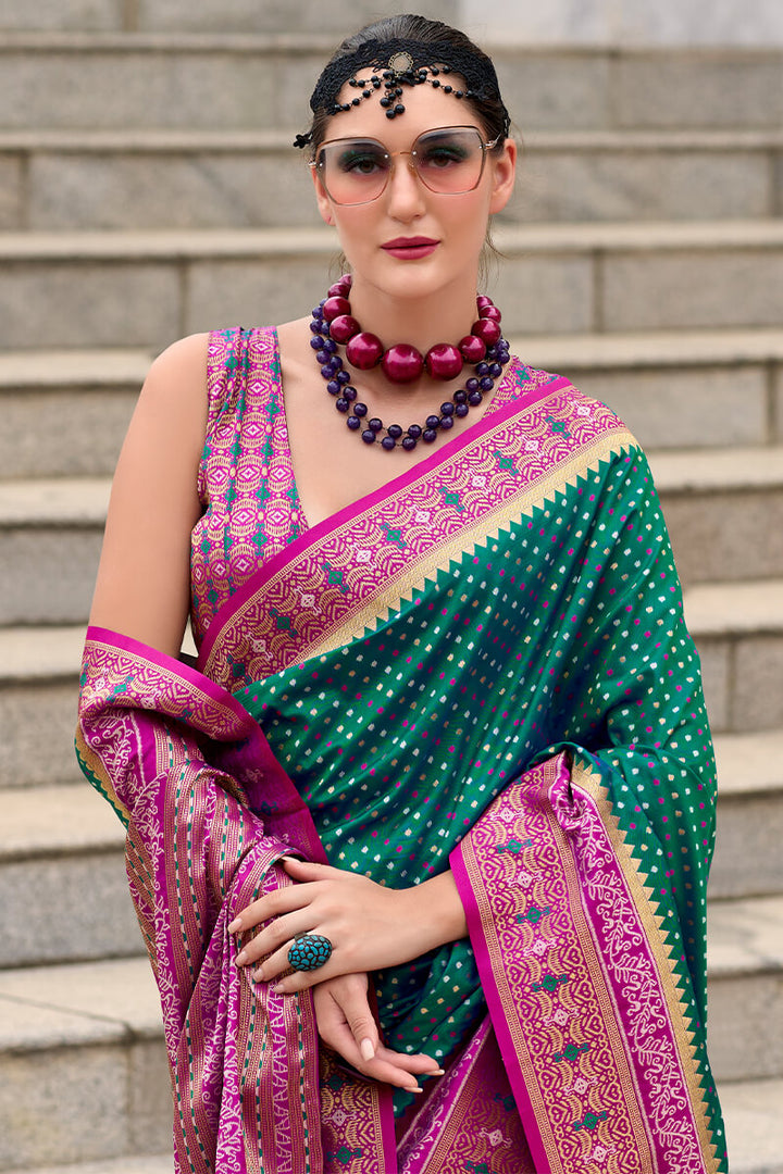 Pine Green Soft Silk Saree