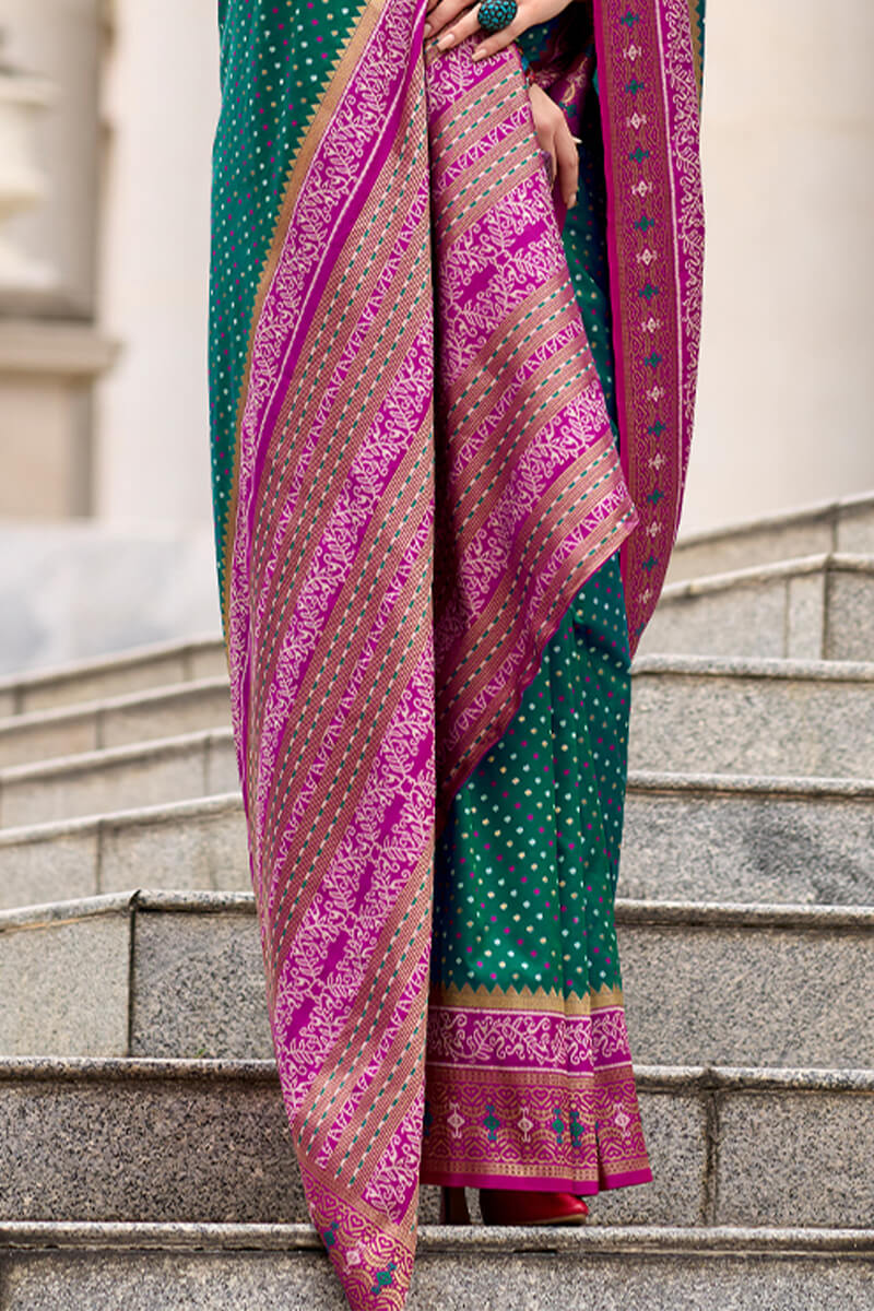 Pine Green Soft Silk Saree