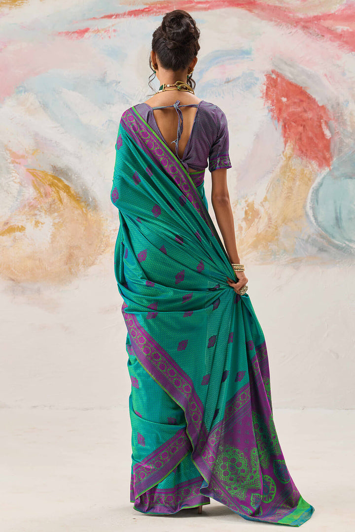 Pine Green Woven Kanjivaram Silk Saree