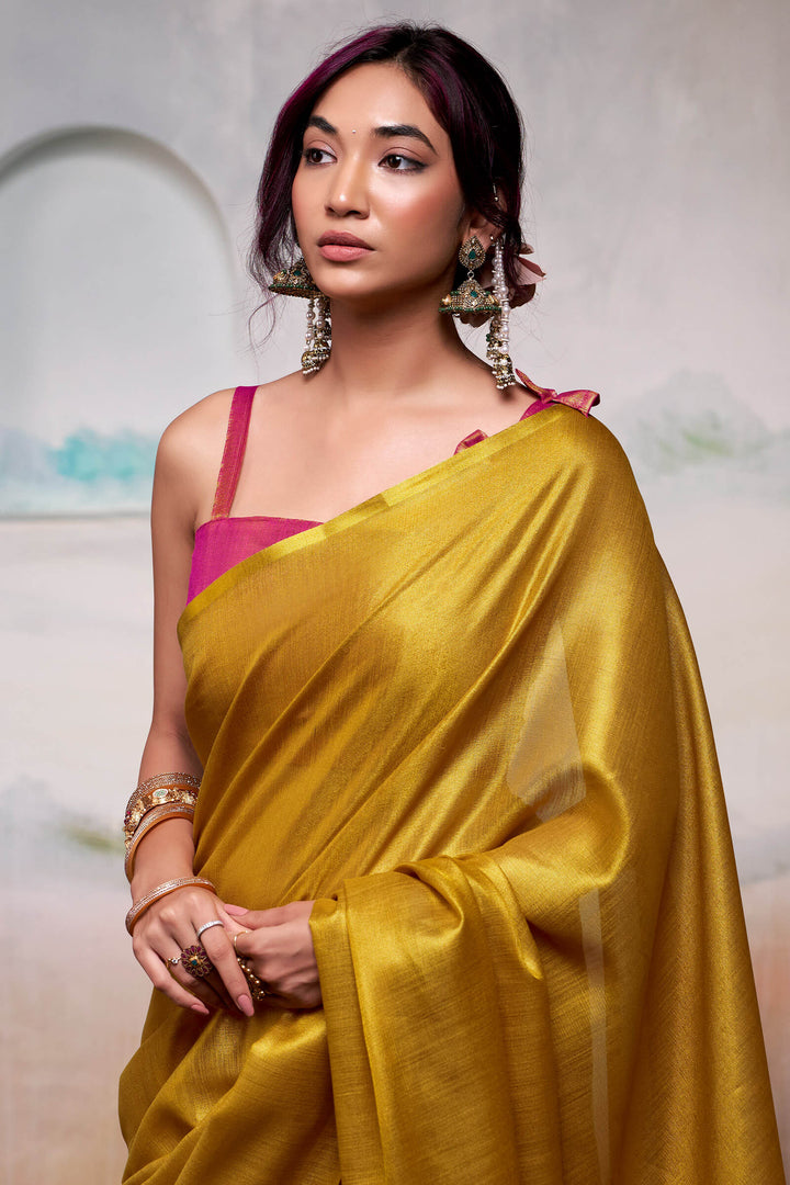 Pirate Gold Tissue Silk Saree