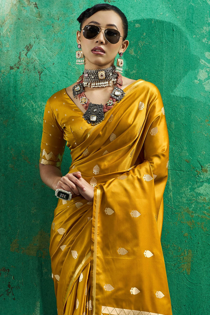 Pirate Gold Zari woven Banarasi Satin silk saree
