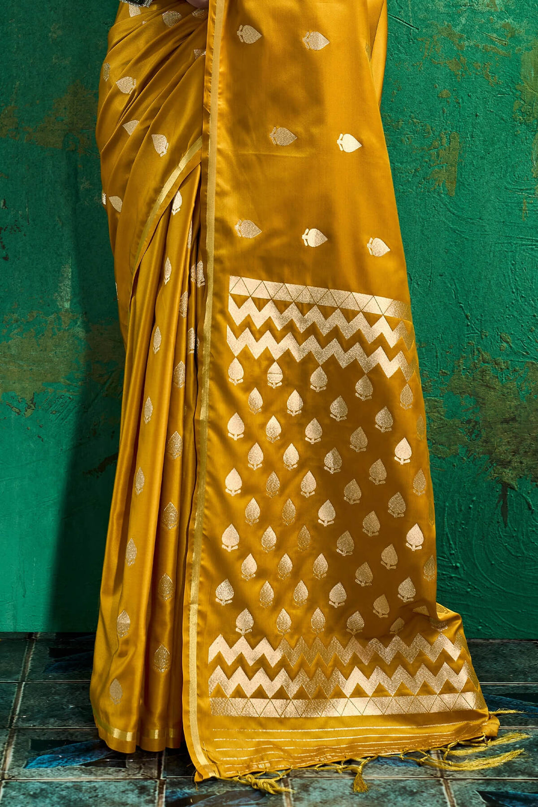 Pirate Gold Zari woven Banarasi Satin silk saree